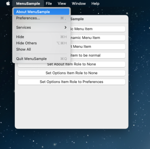 Menu on macOS
